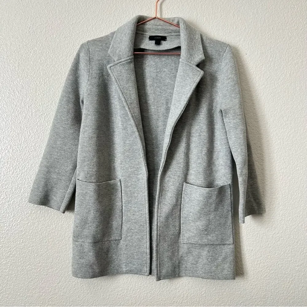 J Crew Sophie open-front sweater blazer light gray J0244
